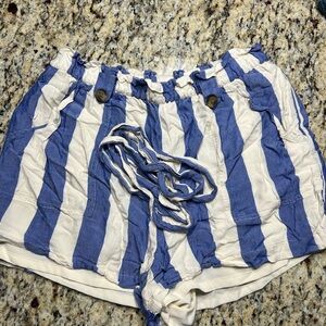 American Eagle Outfitters Blue and Cream High Waist Shorts